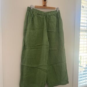 VELVET BY GRAHAM & SPENCER LOLA GREEN LINEN PANTS